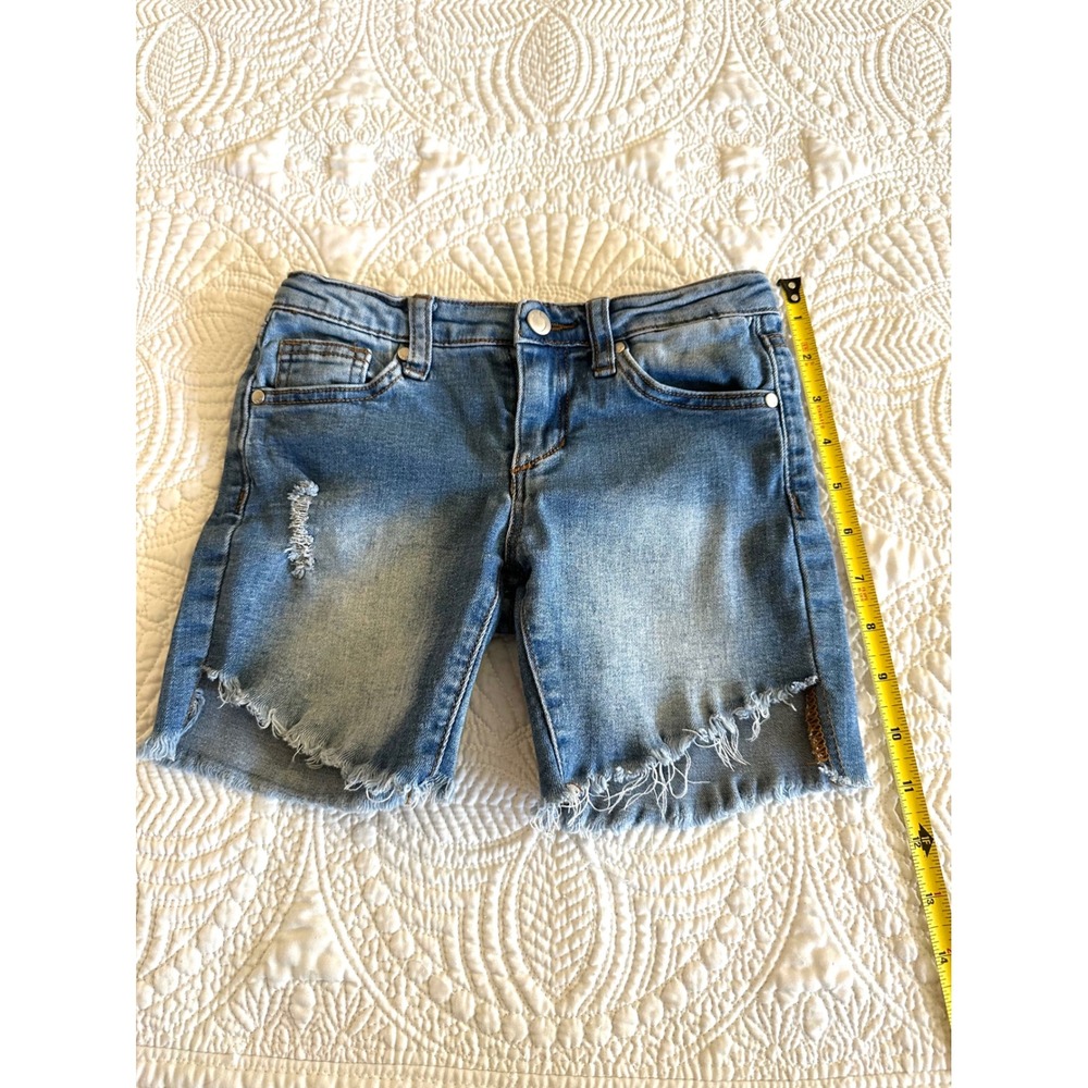 Joes Jeans Kids Girls Size 4 Distressed Frayed Hem Denim Shorts Blue - Picture 2 of 7